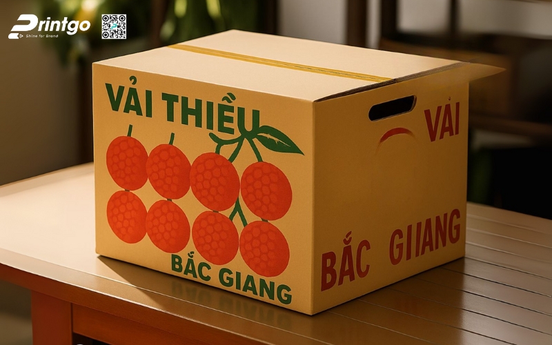 Mẫu thùng giấy đựng trái cây xuất khẩu vải Mẫu thùng giấy đựng trái cây xuất khẩu vải