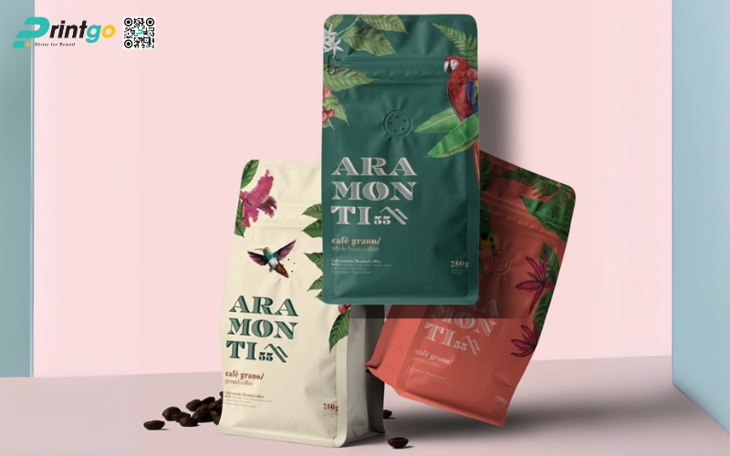 Mẫu bao bì cà phê xuất khẩu dạng túi zipper đáy đứng Mẫu bao bì cà phê xuất khẩu dạng túi zipper đáy đứng