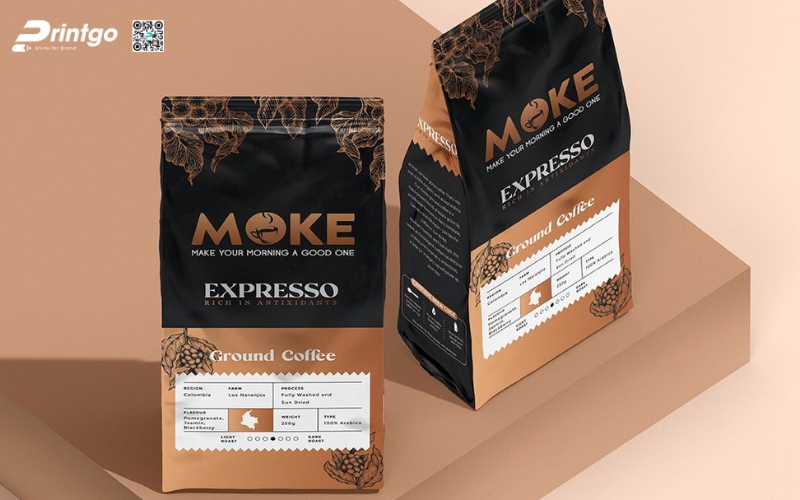 Mẫu bao bì cà phê xuất khẩu dạng túi hàn biên Mẫu bao bì cà phê xuất khẩu dạng túi hàn biên