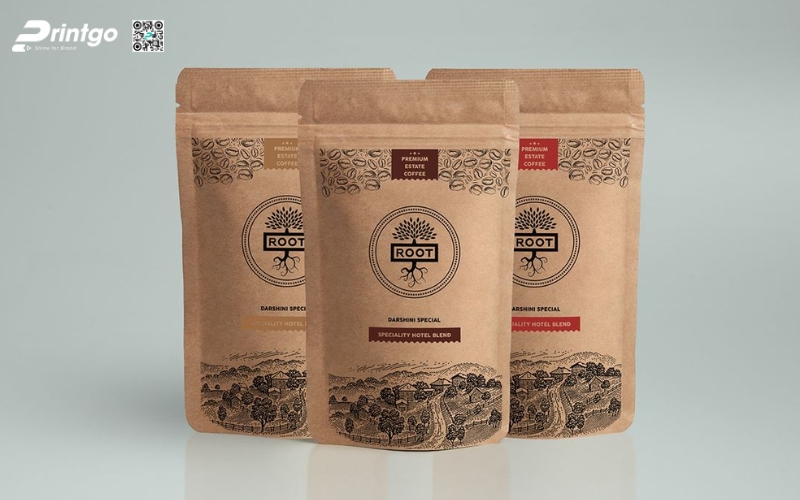 Mẫu bao bì cà phê xuất khẩu dạng túi kraft Mẫu bao bì cà phê xuất khẩu dạng túi kraft