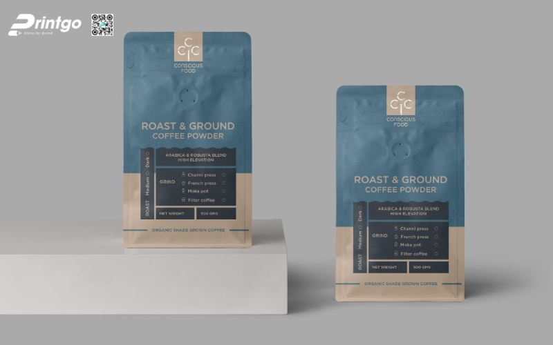 Mẫu bao bì cà phê xuất khẩu dạng túi zipper đáy đứng Mẫu bao bì cà phê xuất khẩu dạng túi zipper đáy đứng