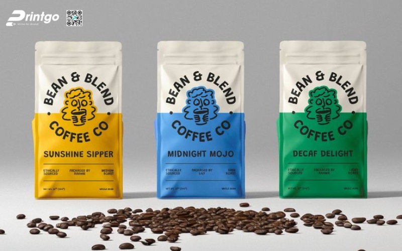 Mẫu bao bì cà phê xuất khẩu dạng túi zipper đáy đứng Mẫu bao bì cà phê xuất khẩu dạng túi zipper đáy đứng