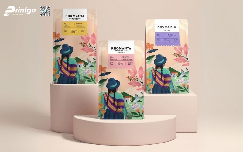 Mẫu bao bì cà phê xuất khẩu dạng túi hàn biên Mẫu bao bì cà phê xuất khẩu dạng túi hàn biên