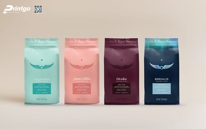 Mẫu bao bì cà phê xuất khẩu dạng túi zipper đáy đứng Mẫu bao bì cà phê xuất khẩu dạng túi zipper đáy đứng