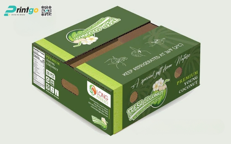 Mẫu thùng carton đựng dừa xiêm xuất khẩu Mẫu thùng carton đựng dừa xiêm xuất khẩu