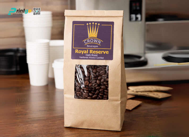 Túi Kraft đựng cafe có bóng kính Túi Kraft đựng cafe có bóng kính