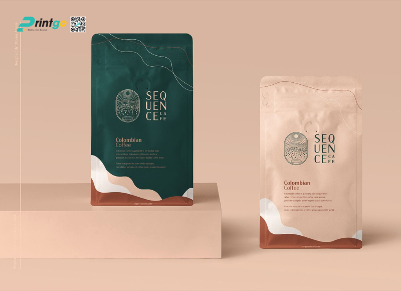 Túi zip Kraft đựng cafe Túi zip Kraft đựng cafe