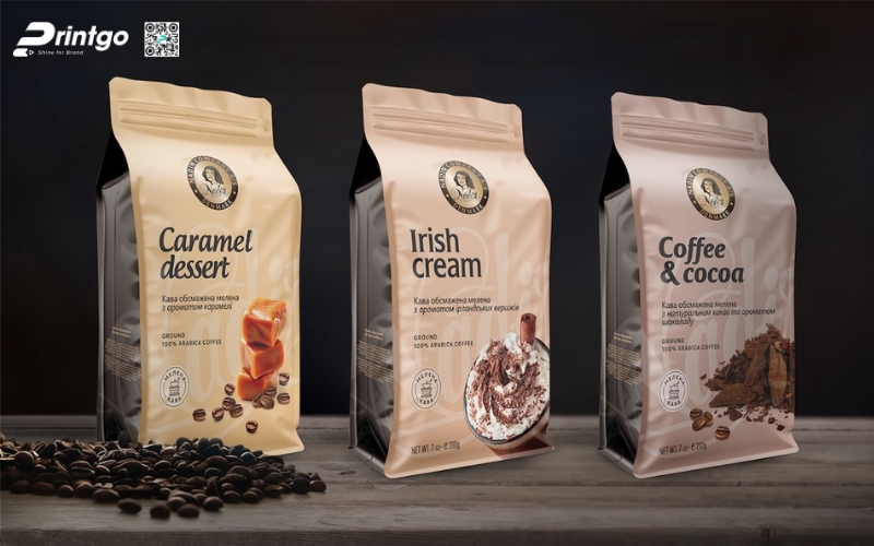 Mẫu bao bì cà phê xuất khẩu dạng túi zipper đáy đứng Mẫu bao bì cà phê xuất khẩu dạng túi zipper đáy đứng