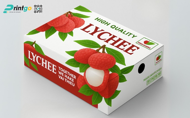 Mẫu thùng giấy đựng trái cây xuất khẩu vải Mẫu thùng giấy đựng trái cây xuất khẩu vải
