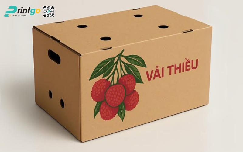 Mẫu thùng giấy đựng trái cây xuất khẩu vải Mẫu thùng giấy đựng trái cây xuất khẩu vải