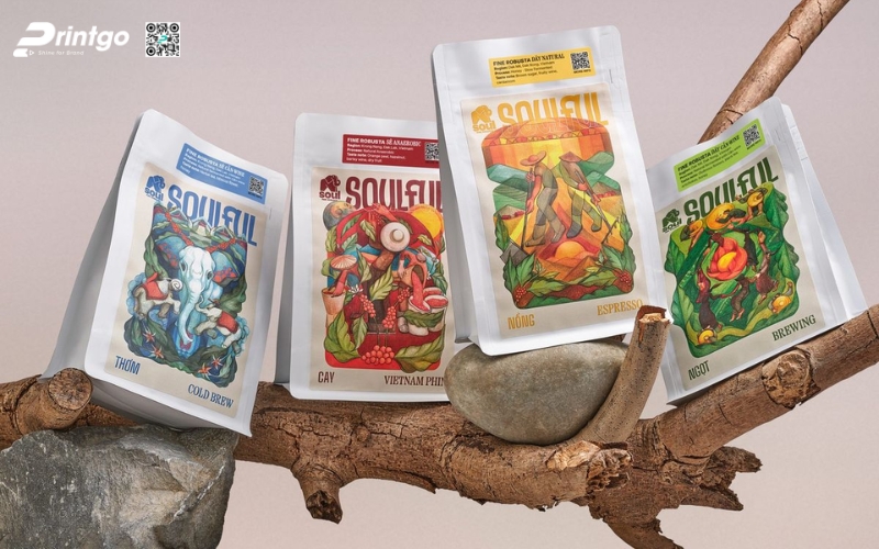 Mẫu bao bì cà phê xuất khẩu dạng túi hàn biên Mẫu bao bì cà phê xuất khẩu dạng túi hàn biên