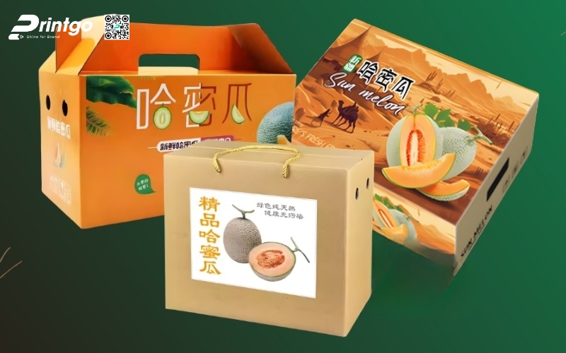 Mẫu thùng carton đựng trái cây xuất khẩu dưa lưới Mẫu thùng carton đựng trái cây xuất khẩu dưa lưới
