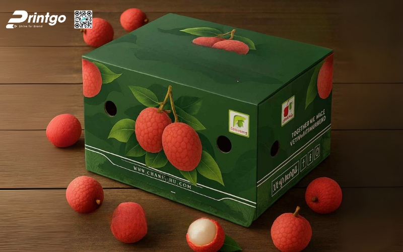 Mẫu thùng giấy đựng trái cây xuất khẩu vải Mẫu thùng giấy đựng trái cây xuất khẩu vải
