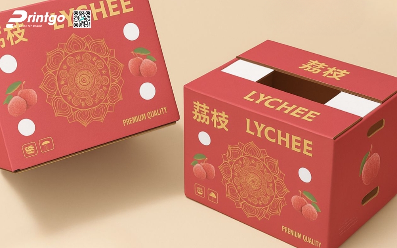 Mẫu thùng giấy đựng trái cây xuất khẩu vải Mẫu thùng giấy đựng trái cây xuất khẩu vải