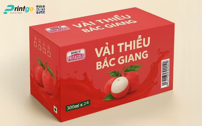 Mẫu thùng giấy đựng trái cây xuất khẩu vải Mẫu thùng giấy đựng trái cây xuất khẩu vải