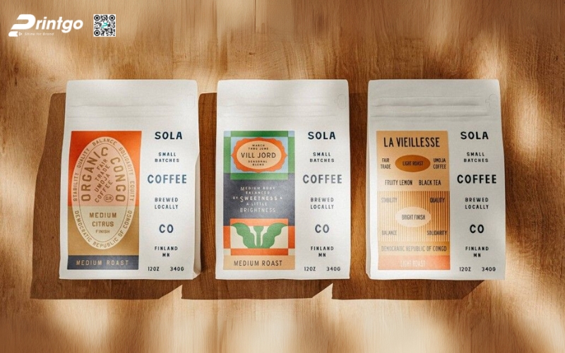 Mẫu bao bì cà phê xuất khẩu dạng túi zipper đáy đứng Mẫu bao bì cà phê xuất khẩu dạng túi zipper đáy đứng