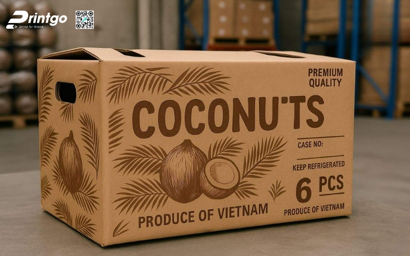 Mẫu thùng giấy đựng trái cây xuất khẩu dừa Mẫu thùng giấy đựng trái cây xuất khẩu dừa