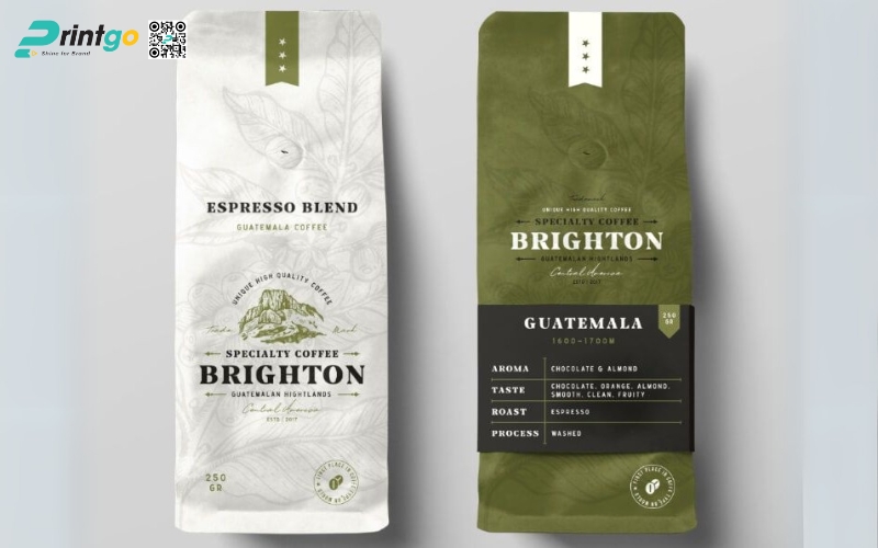 Mẫu bao bì cà phê xuất khẩu dạng túi hàn biên Mẫu bao bì cà phê xuất khẩu dạng túi hàn biên