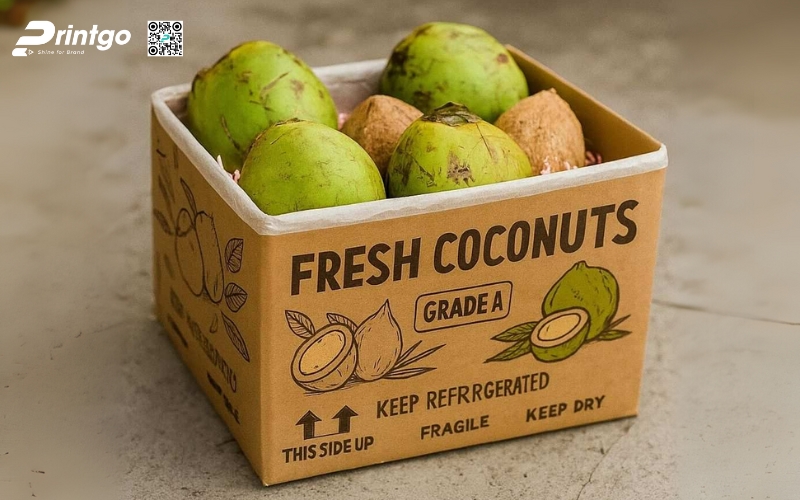 Mẫu thùng giấy đựng trái cây xuất khẩu dừa Mẫu thùng giấy đựng trái cây xuất khẩu dừa