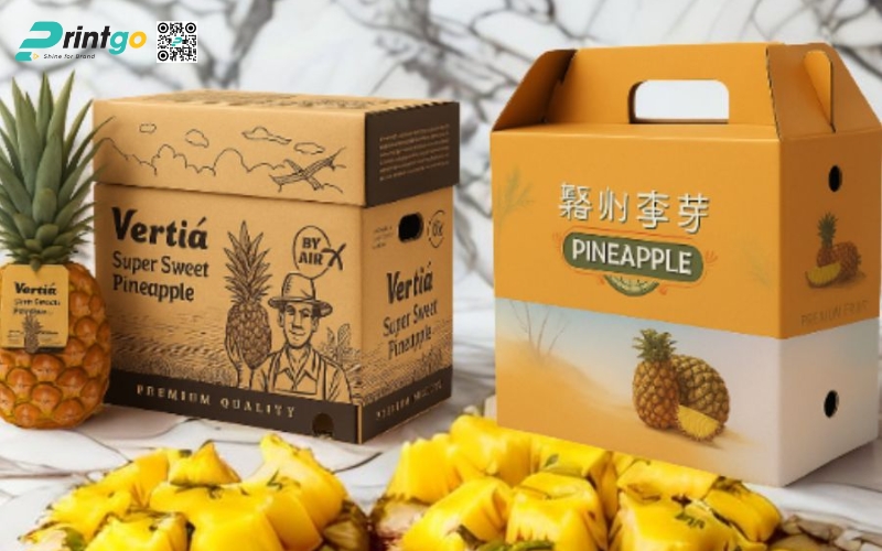 Mẫu thùng giấy đựng trái cây xuất khẩu dứa Mẫu thùng giấy đựng trái cây xuất khẩu dứa