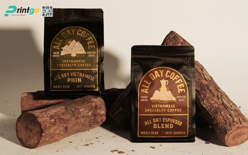 Mẫu bao bì cà phê xuất khẩu dạng túi zipper đáy đứng Mẫu bao bì cà phê xuất khẩu dạng túi zipper đáy đứng