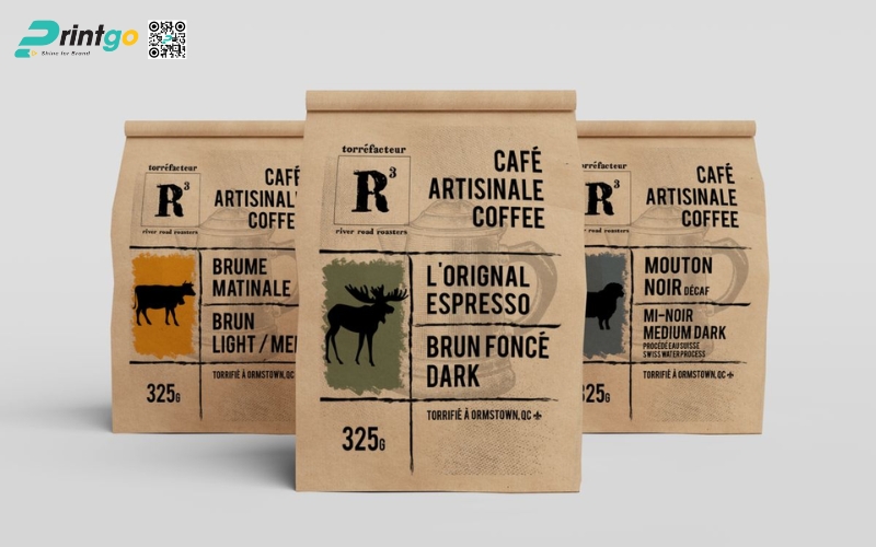 Mẫu bao bì cà phê xuất khẩu dạng túi kraft Mẫu bao bì cà phê xuất khẩu dạng túi kraft
