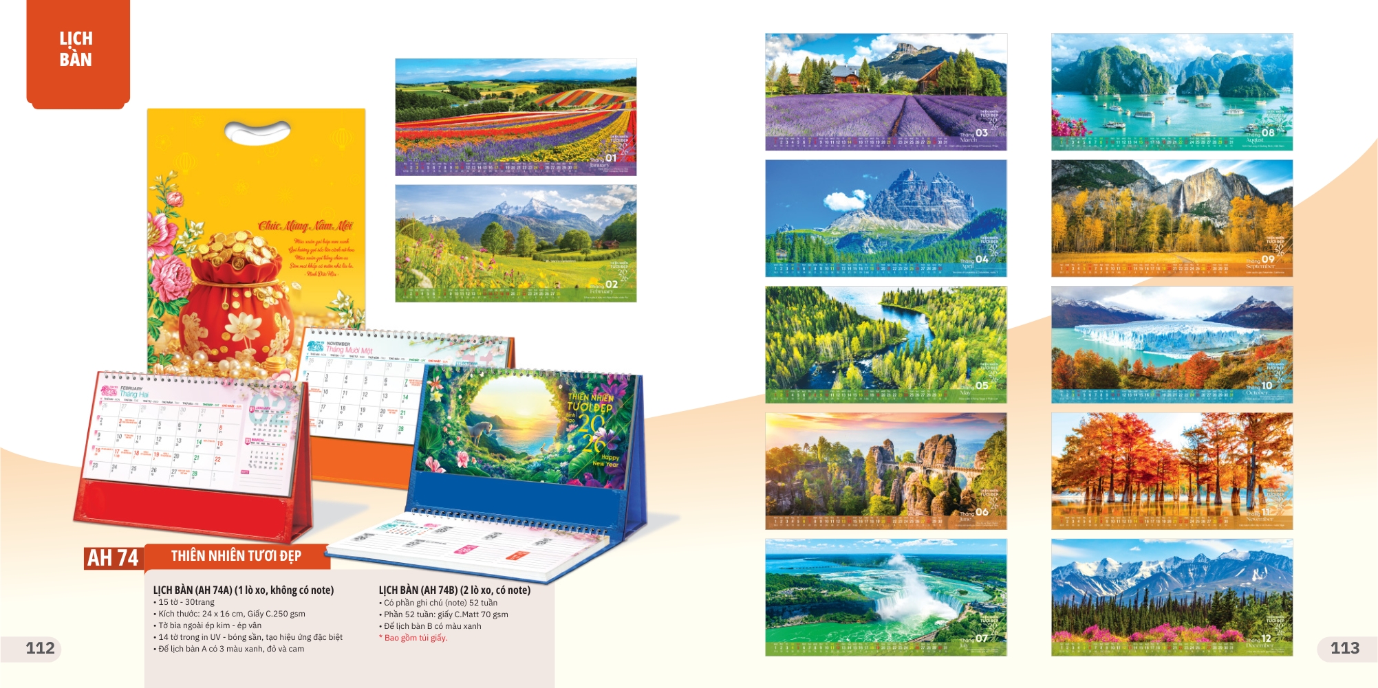 Mẫu lịch tết phong cảnh dạng để bàn tiện lợi Mẫu lịch tết phong cảnh dạng để bàn tiện lợi