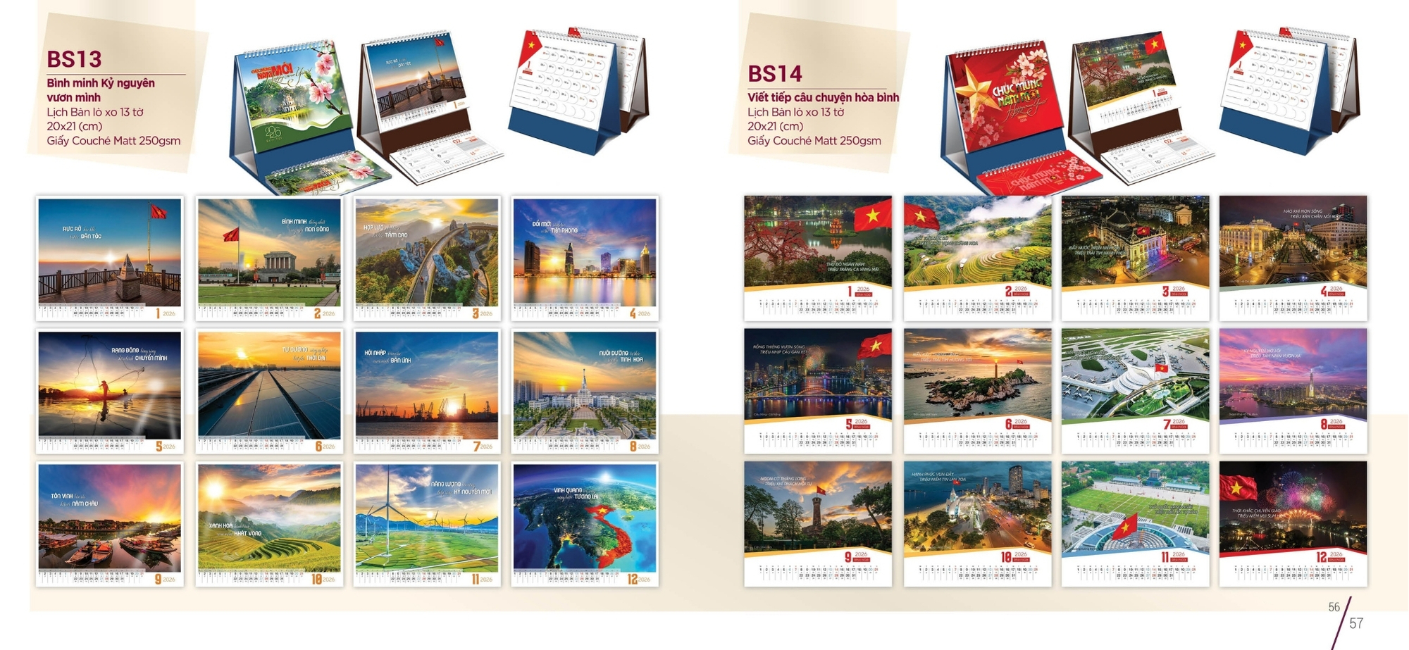 Mẫu lịch tết phong cảnh dạng để bàn tiện lợi Mẫu lịch tết phong cảnh dạng để bàn tiện lợi