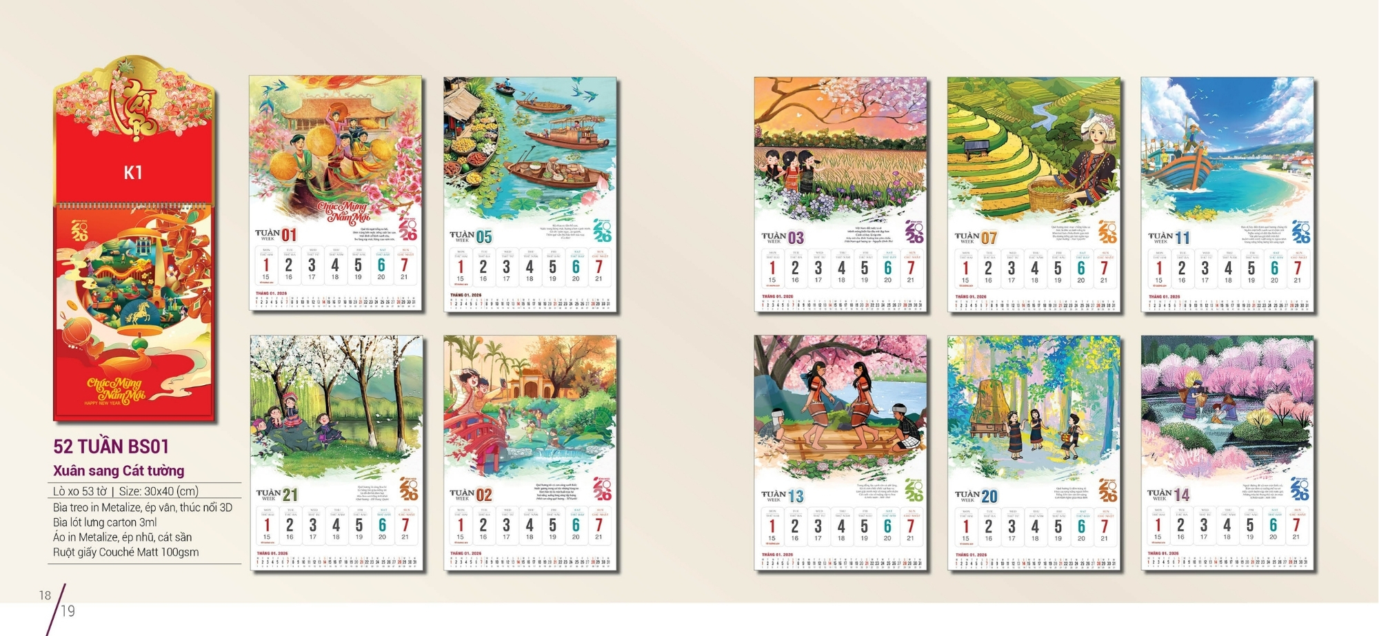 Mẫu lịch bloc độc quyền dạng lịch 52 tuần Mẫu lịch bloc độc quyền dạng lịch 52 tuần