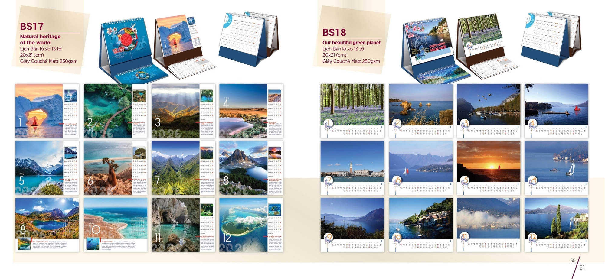 Mẫu lịch tết phong cảnh dạng để bàn tiện lợi Mẫu lịch tết phong cảnh dạng để bàn tiện lợi