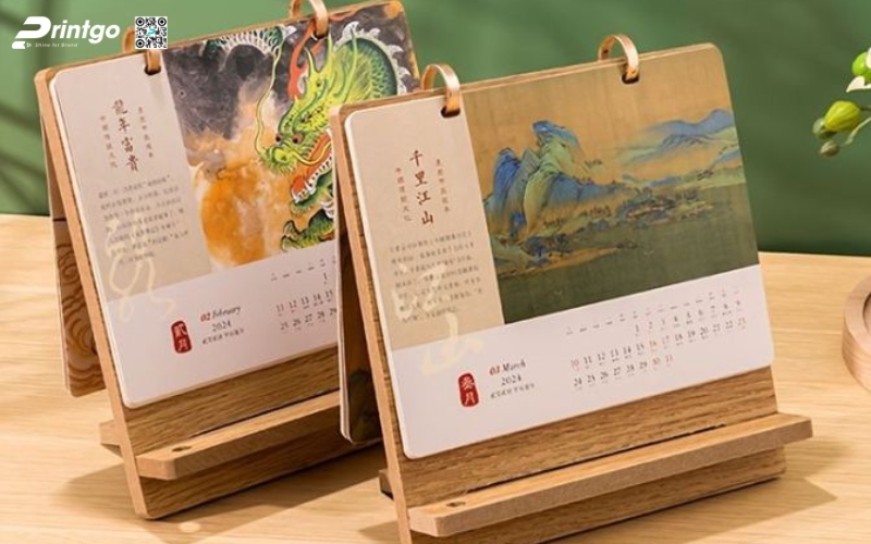 Mẫu lịch để bàn độc đáo đế gỗ Mẫu lịch để bàn độc đáo đế gỗ