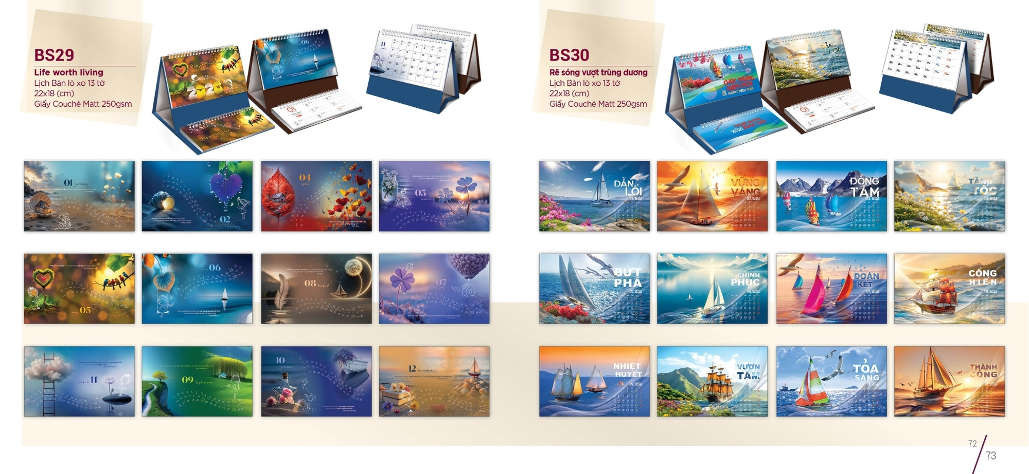 Mẫu lịch tết phong cảnh dạng để bàn tiện lợi Mẫu lịch tết phong cảnh dạng để bàn tiện lợi