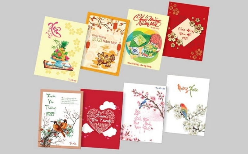 Thiệp chúc Tết thiết kế ấn tượng Thiệp chúc Tết thiết kế ấn tượng
