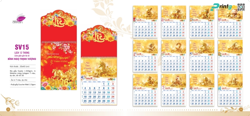 Lịch 12 tháng Sen Việt thiết kế hiện đại Lịch 12 tháng Sen Việt thiết kế hiện đại