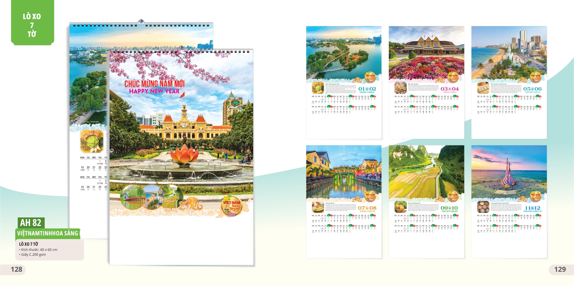 Mẫu lịch tết phong cảnh dạng treo tường ấn tượng Mẫu lịch tết phong cảnh dạng treo tường ấn tượng