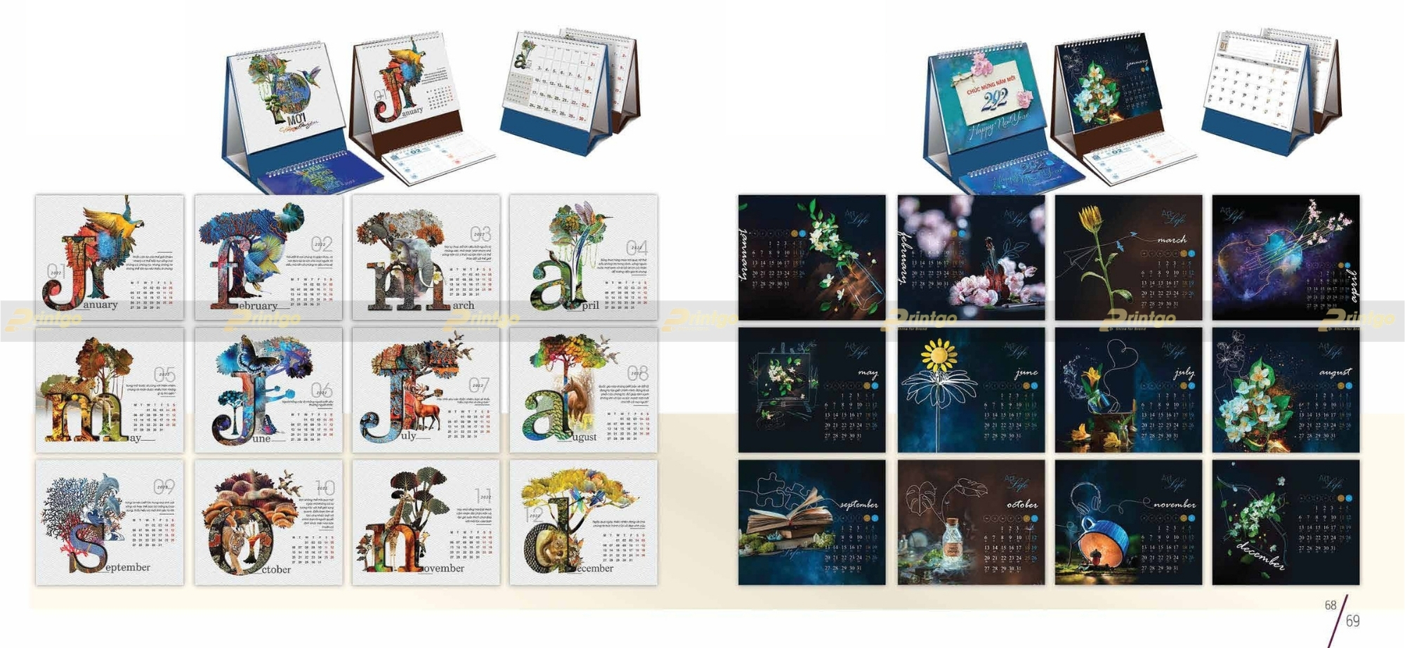 Một số mẫu thiết kế lịch để bàn chữ M độc quyền của Printgo thực hiện Một số mẫu thiết kế lịch để bàn chữ M độc quyền của Printgo thực hiện