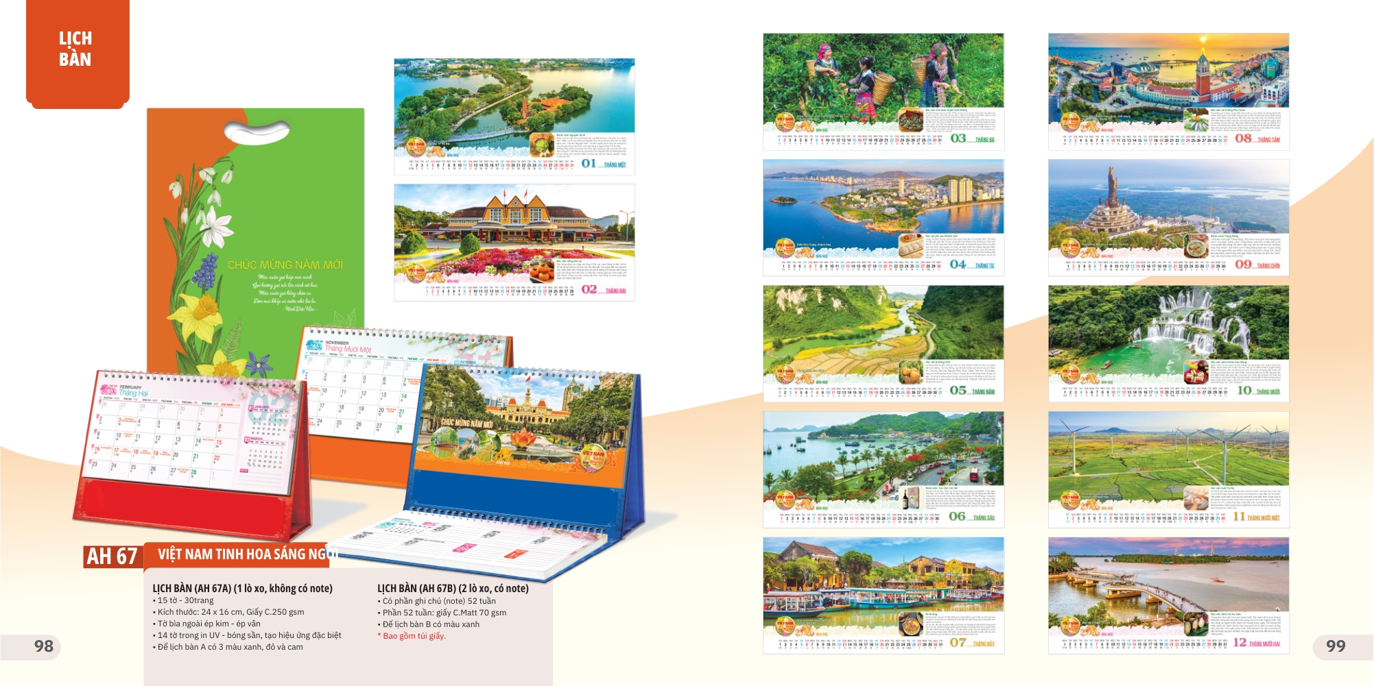 Mẫu lịch tết phong cảnh dạng để bàn tiện lợi Mẫu lịch tết phong cảnh dạng để bàn tiện lợi