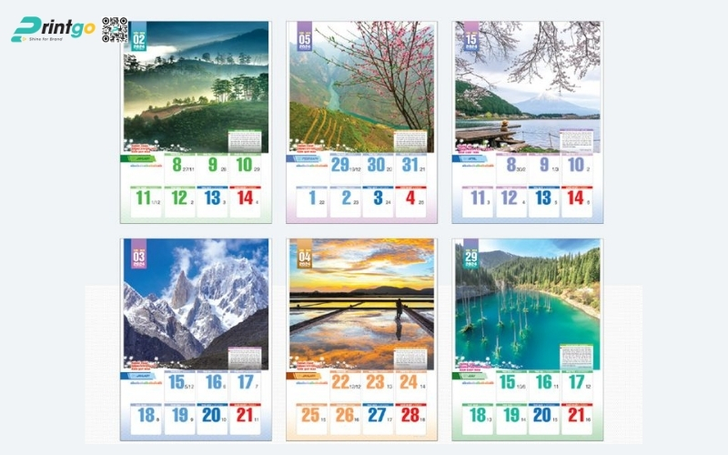 Mẫu lịch tết phong cảnh dạng lịch treo tường độc quyền Mẫu lịch tết phong cảnh dạng lịch treo tường độc quyền