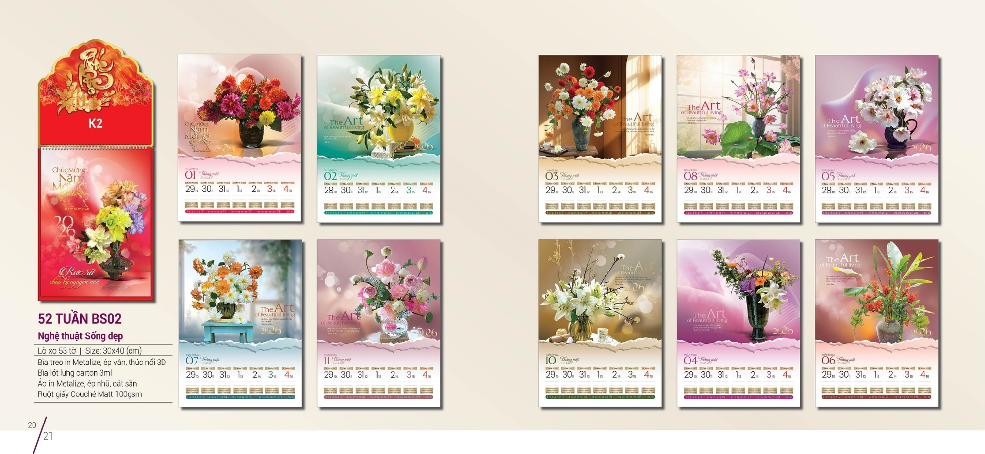 Mẫu lịch bloc độc quyền dạng lịch 52 tuần Mẫu lịch bloc độc quyền dạng lịch 52 tuần