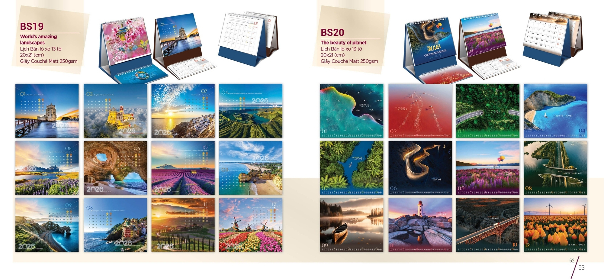 Mẫu lịch tết phong cảnh dạng để bàn tiện lợi Mẫu lịch tết phong cảnh dạng để bàn tiện lợi