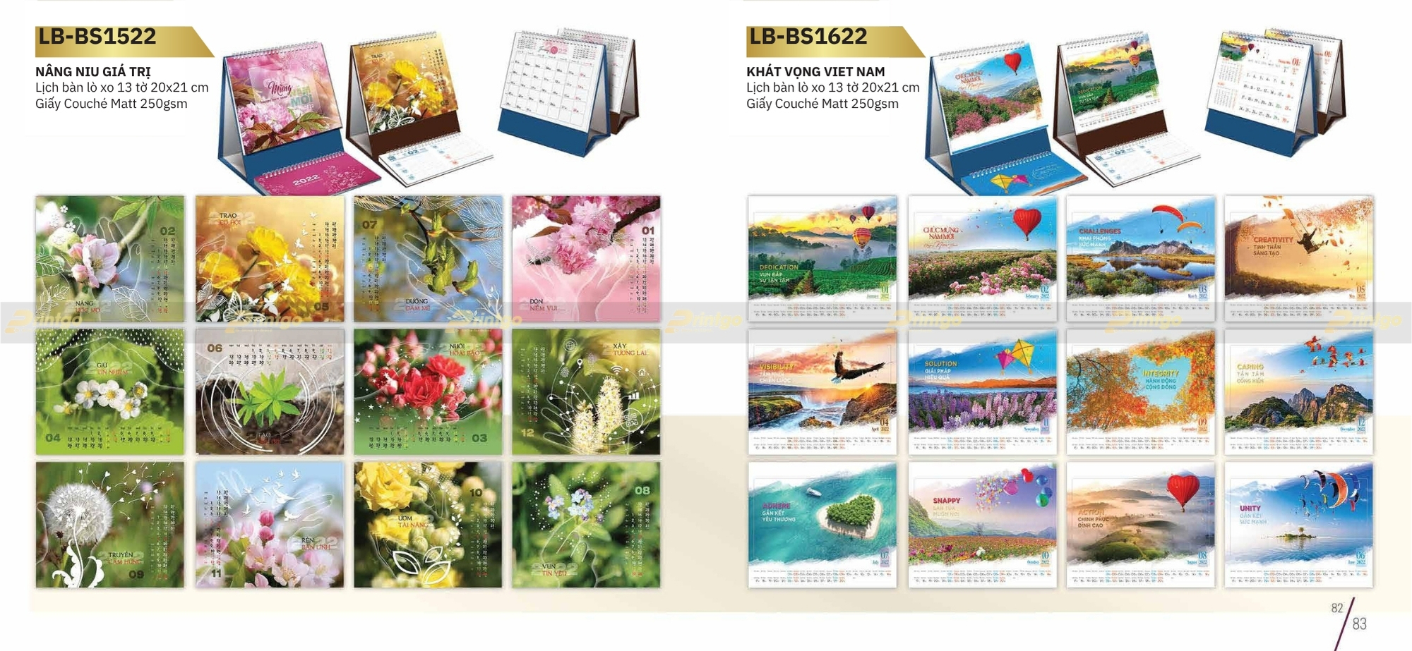 Mẫu thiết kế lịch để bàn chữ M độc quyền của Printgo Mẫu thiết kế lịch để bàn chữ M độc quyền của Printgo