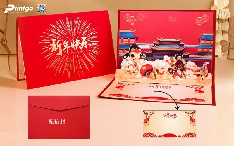 Mẫu thiệp chúc tết 3D đẹp màu đỏ may mắn Mẫu thiệp chúc tết 3D đẹp màu đỏ may mắn