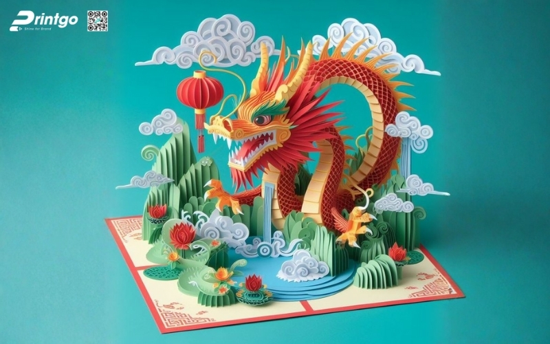 Mẫu thiệp chúc tết 3D biểu tượng rồng mạnh mẽ Mẫu thiệp chúc tết 3D biểu tượng rồng mạnh mẽ