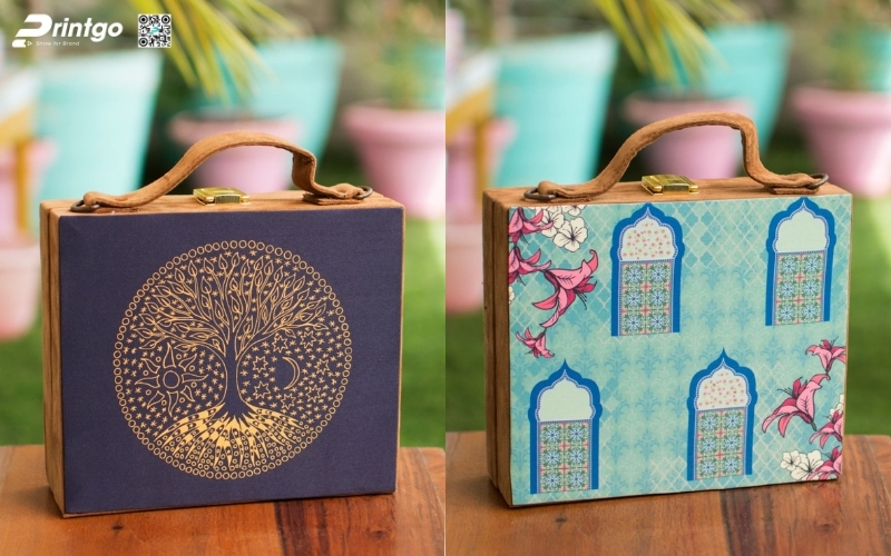 Mẫu hộp quà tết bằng gỗ có quai xách Mẫu hộp quà tết bằng gỗ có quai xách