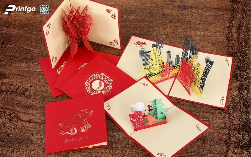 Mẫu thiệp chúc tết 3D đẹp màu đỏ may mắn Mẫu thiệp chúc tết 3D đẹp màu đỏ may mắn