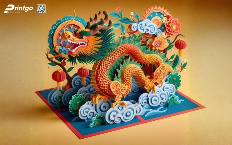 Mẫu thiệp chúc tết 3D biểu tượng rồng mạnh mẽ Mẫu thiệp chúc tết 3D biểu tượng rồng mạnh mẽ
