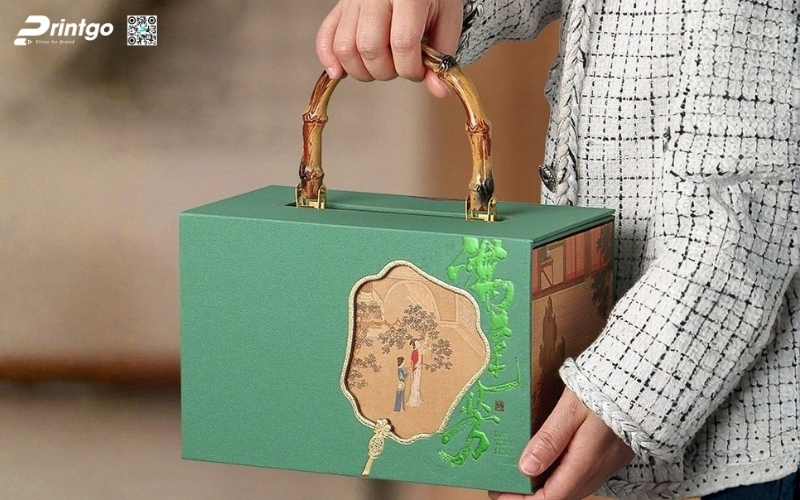 Mẫu hộp quà tết quai xách bằng gỗ Mẫu hộp quà tết quai xách bằng gỗ