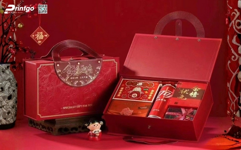 Mẫu hộp quà tết bằng da có quai xách Mẫu hộp quà tết bằng da có quai xách