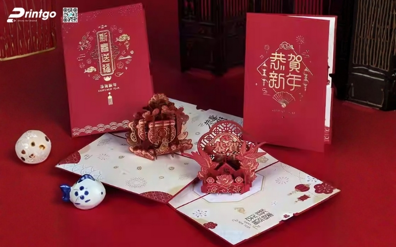 Mẫu thiệp chúc tết 3D đẹp màu đỏ may mắn Mẫu thiệp chúc tết 3D đẹp màu đỏ may mắn