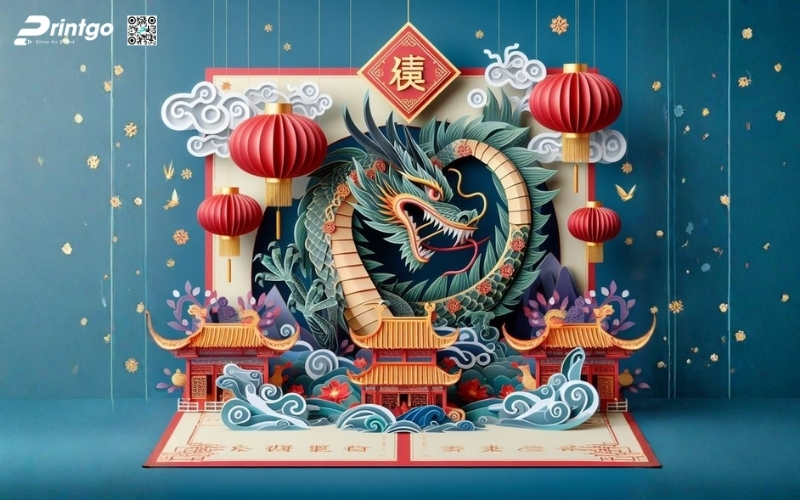 Mẫu thiệp chúc tết 3D biểu tượng rồng mạnh mẽ Mẫu thiệp chúc tết 3D biểu tượng rồng mạnh mẽ